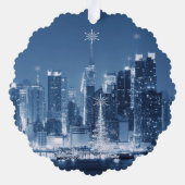 New-York City Winter Skyline kerstadditie Ornament Kaart (Achterkant)