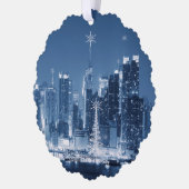 New-York City Winter Skyline kerstadditie Ornament Kaart (Links)