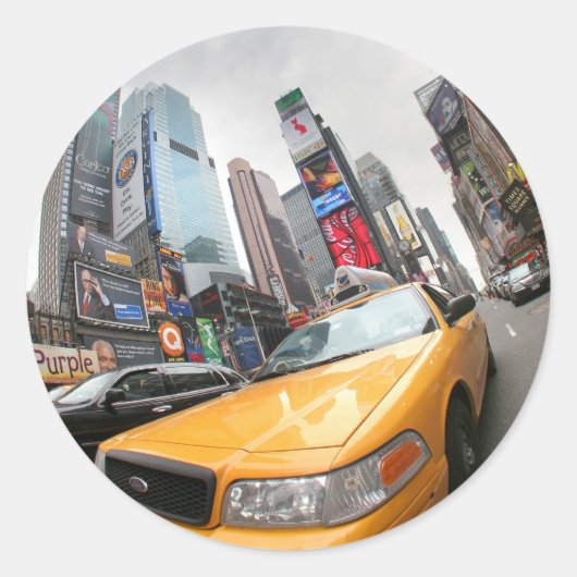 New York City Yellow Cab Ronde Sticker (Voorkant)