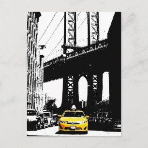 New York City Yellow Taxi Brooklyn Bridge Nyc Briefkaart