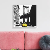 New York City Yellow Taxi Brooklyn Bridge Nyc Canvas Afdruk (Insitu (Woonkamer))