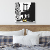 New York City Yellow Taxi Brooklyn Bridge Nyc Canvas Afdruk (Insitu (Slaapkamer))