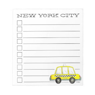 New York City Yellow Taxi Cab NYC Checklist Notitieblok