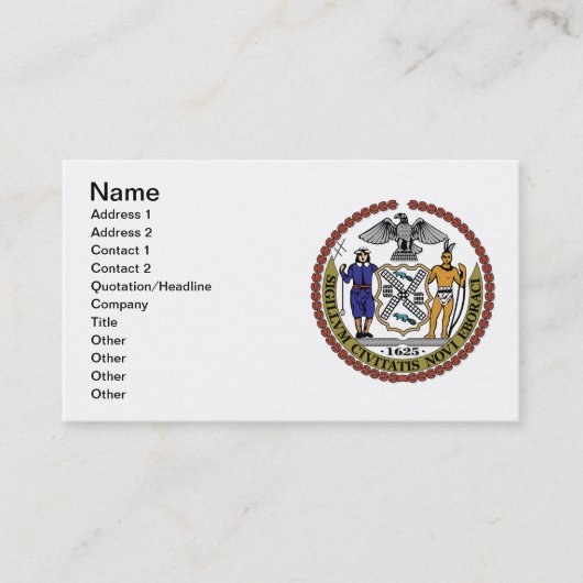 New York City-zegel Visitekaartje (Voorkant)