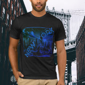 New York City Zwart Blauw Naam Graphic T-shirt