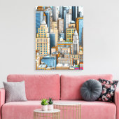 New York Cityscape Illustratie Canvas Afdruk (Insitu (Woonkamer))