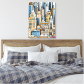 New York Cityscape Illustratie Canvas Afdruk (Insitu (Slaapkamer))