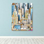 New York Cityscape Illustratie Canvas Afdruk (Insitu (Houten vloer))