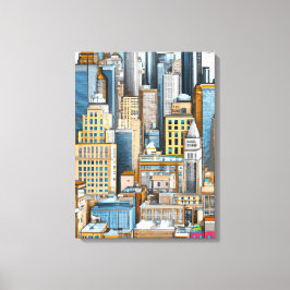 New York Cityscape Illustratie Canvas Afdruk