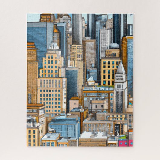 New York Cityscape Illustratie Legpuzzel (Verticaal)