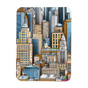 New York Cityscape Illustratie Magneet