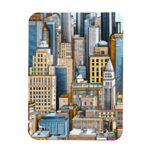 New York Cityscape Illustratie Magneet (Verticaal)