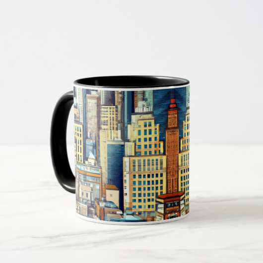 New York Cityscape Illustratie Mok (Voorkant links)
