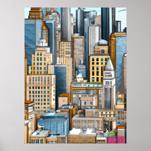 New York Cityscape Illustratie Poster (Voorkant)