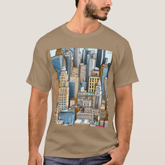 New York Cityscape Illustratie T-shirt (Voorkant)