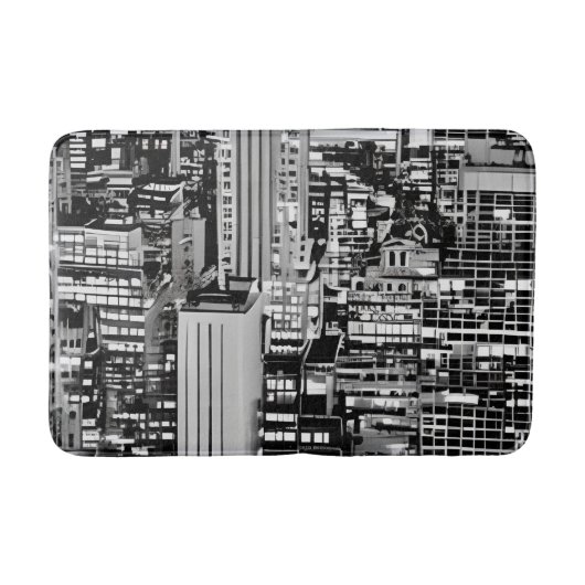 New York Cityscape in Black en White Badmat (Voorkant)