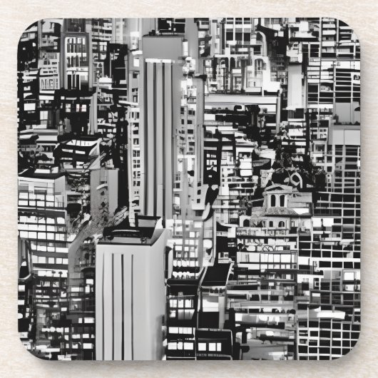 New York Cityscape in Black en White Bier Onderzetter (Voorkant)