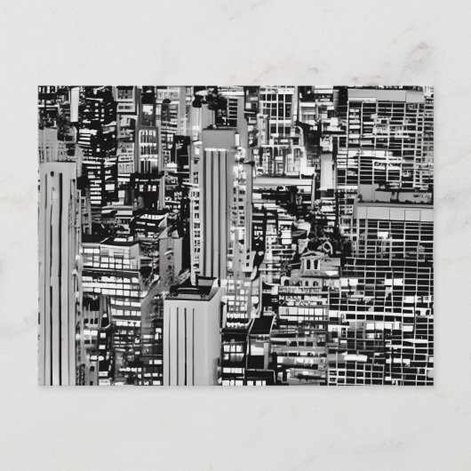 New York Cityscape in Black en White Briefkaart (Voorkant)