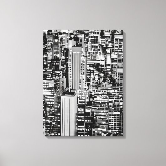 New York Cityscape in Black en White Canvas Afdruk (Voorkant)