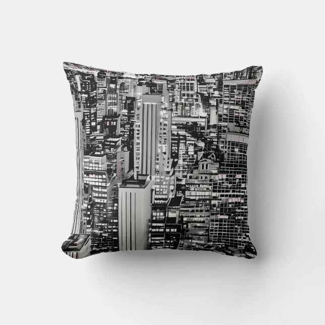 New York Cityscape in Black en White Kussen (Voorkant)