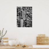New York Cityscape in Black en White Poster (Keuken)
