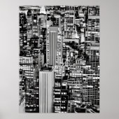 New York Cityscape in Black en White Poster (Voorkant)