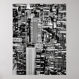 New York Cityscape in Black en White Poster
