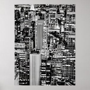 New York Cityscape in Black en White Poster