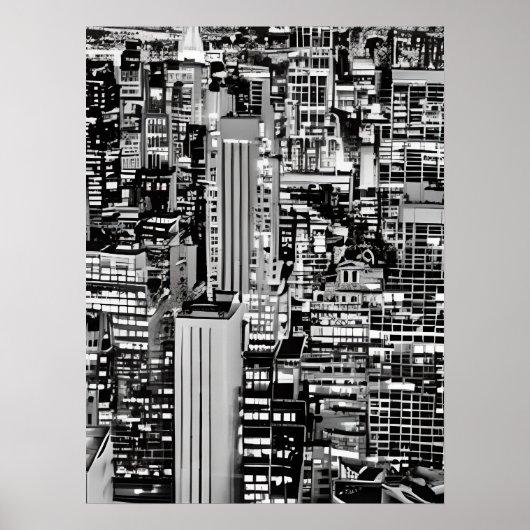 New York Cityscape in Black en White Poster (Voorkant)