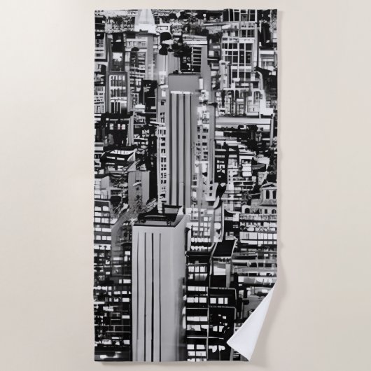 New York Cityscape in Black en White Strandlaken (Voorkant)