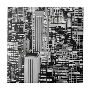 New York Cityscape in Black en White Tegeltje