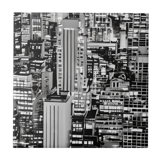 New York Cityscape in Black en White Tegeltje (Voorkant)