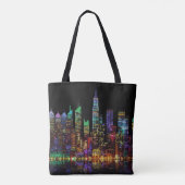 New York Cityscape, LED-lichtstijl Tote Bag (Achterkant)