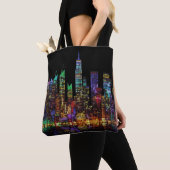 New York Cityscape, LED-lichtstijl Tote Bag (Dichtbij)