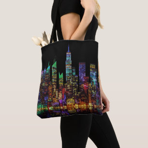 New York Cityscape, LED-lichtstijl Tote Bag