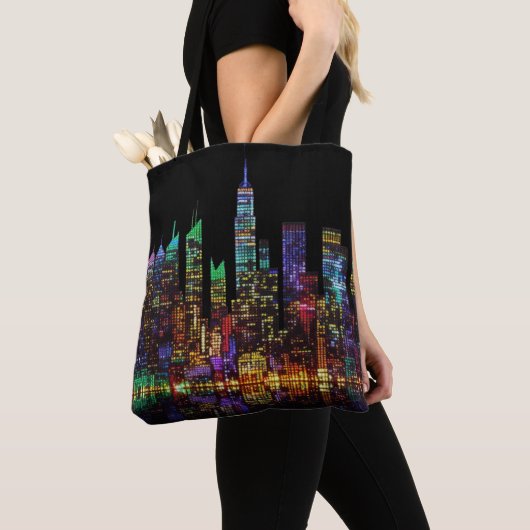 New York Cityscape, LED-lichtstijl Tote Bag (Dichtbij)