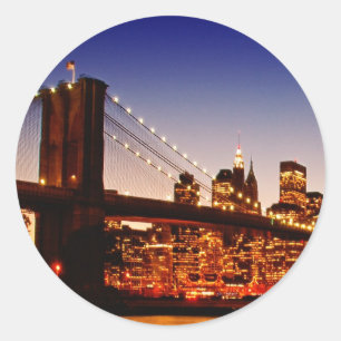 New York cityscape met brug over de rivier Ronde Sticker