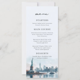 New York CityScape Waterverf Skyline Wedding Menu