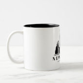 New York Cityscape Zwart Monochroom Logo Tweekleurige Koffiemok (Links)