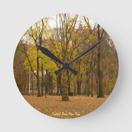 New York Clock Central Park NY Wall Clock Ronde Klok (Voorkant)