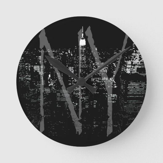New York Clock Gifts Decor NY Wall Clock Ronde Klok (Voorkant)