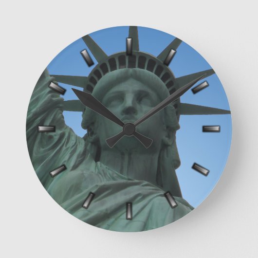 New York  Clock Statue of Liberty Wall Clock Ronde Klok (Voorkant)