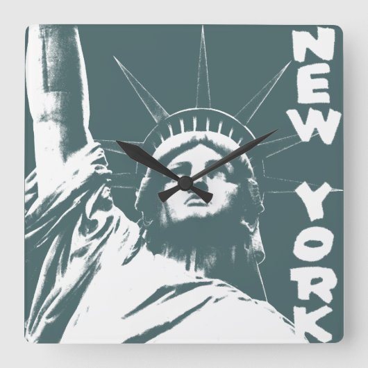 New York Clock Statue Vierkante Klok (Voorkant)