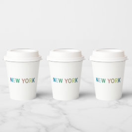 New York Colorful Text Papieren Bekers