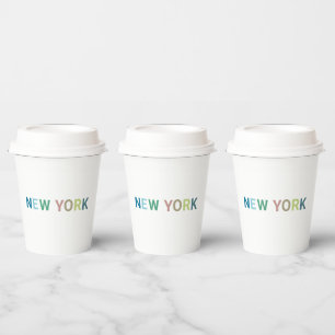 New York Colorful Text Papieren Bekers