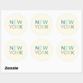 New York Colorful Text Ronde Sticker (Vel)
