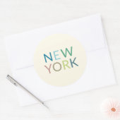 New York Colorful Text Ronde Sticker (Envelop)