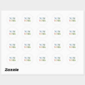 New York Colorful Text Ronde Sticker (Vel)