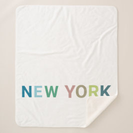 New York Colorful Text Sherpa Deken