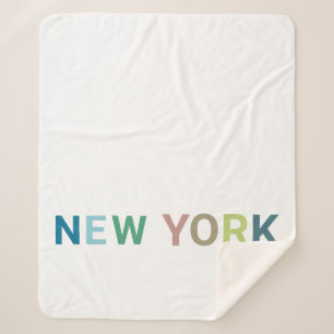 New York Colorful Text Sherpa Deken